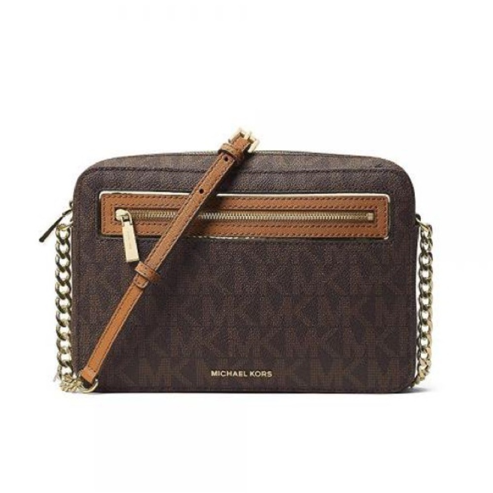 NWT Micheal Kors Frame Out Brown Crossbody, Large